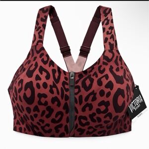 NWT Victoria's Secret Knockout Leopard Print Max Sports Bra 34DDD Front Close